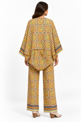 Hoxa 25 Wide Leg Pants - Geometric Print