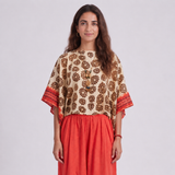 Oriental Top – Floral Print Blouse – Multicolor