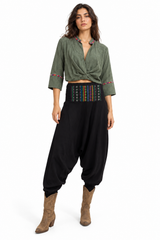 Wrap Sherwal - Black Harem Pants