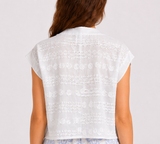 RIHANA 26 – Textured V-Neck Blouse – White