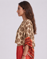 Oriental Top – Floral Print Blouse – Multicolor