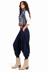 Plain Sherwal - Navy Cotton Harem Pants