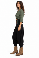 Wrap Sherwal - Black Harem Pants