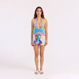 AQUA TOP – Striped Print Halter Top – Multicolor