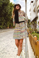 buttoned A-line skirt-multi color skirt 